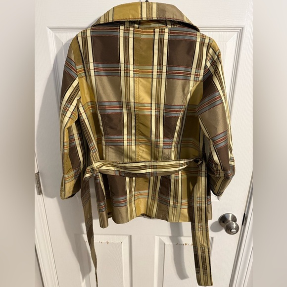 Puli Women's Yellow and Brown Plaid Utility Jacket - Picture 5 of 5